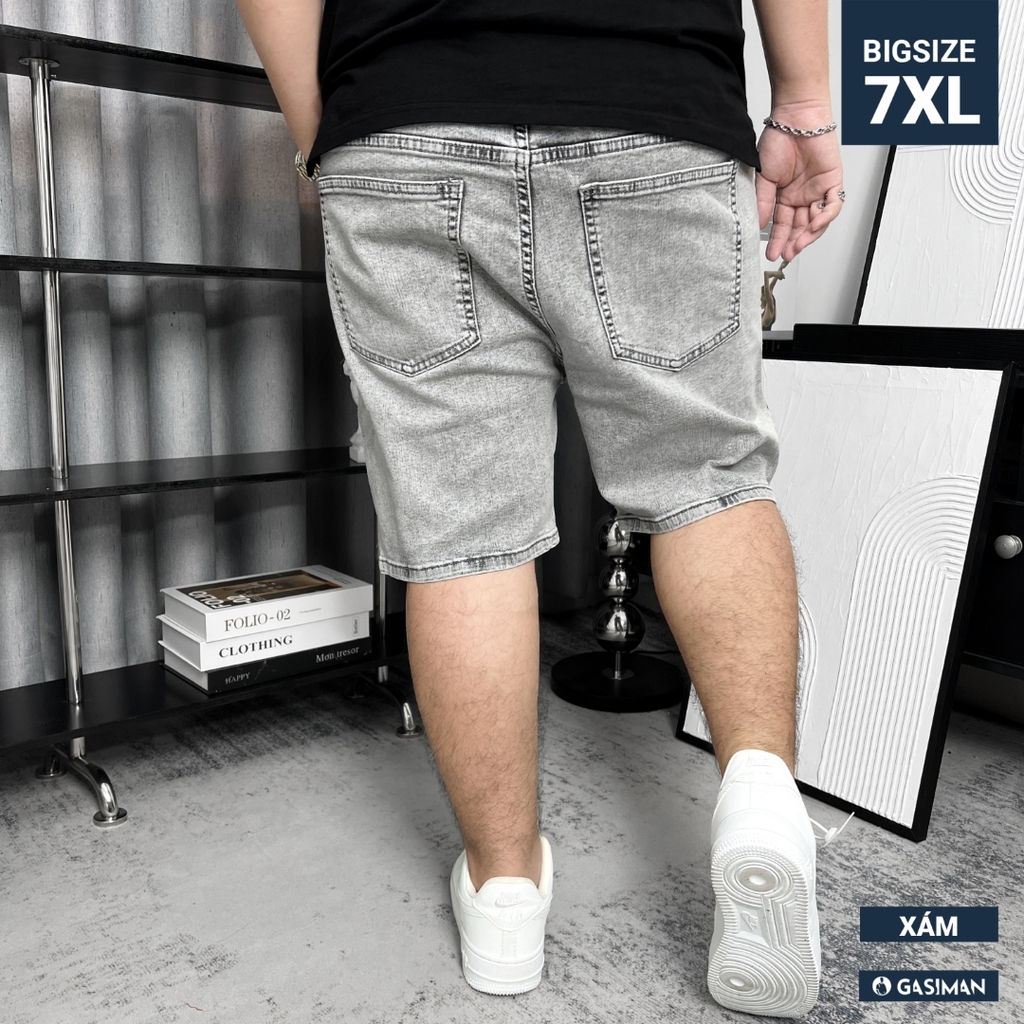 Quần ngắn Jean lưng thun Bigsize Màu Xám basic