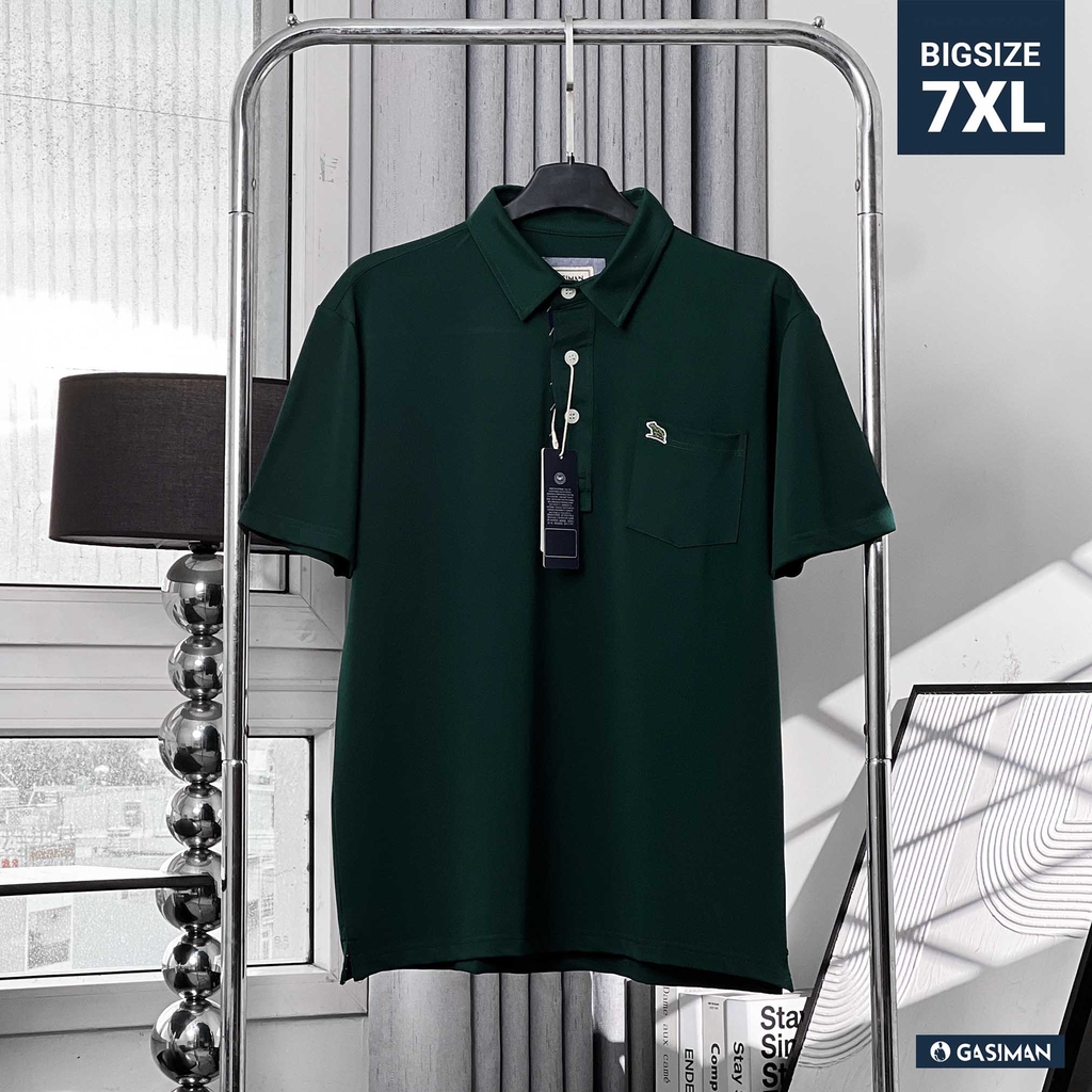 Áo Polo Big size Classy có Túi màu Xanh rêu