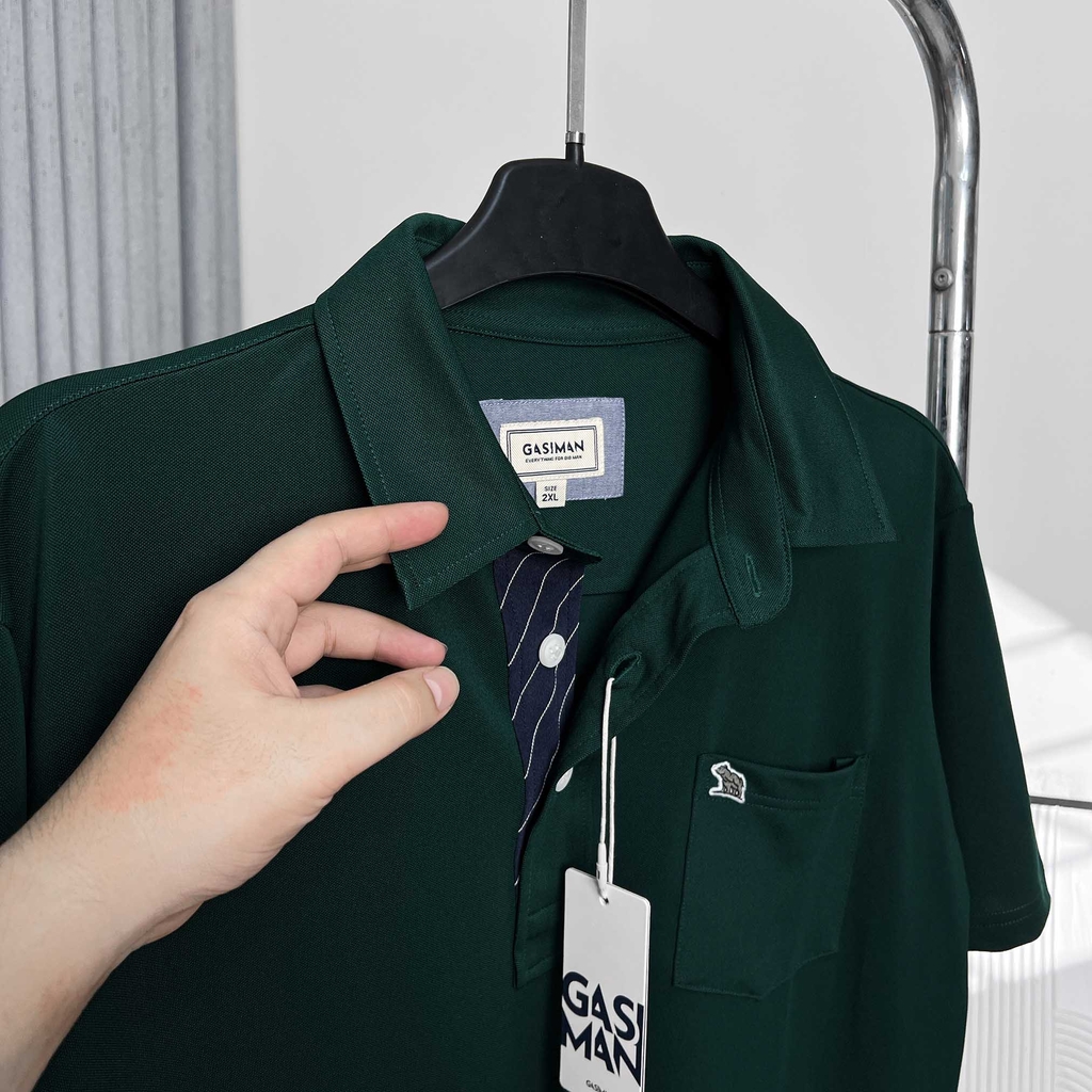 Áo Polo Big size Classy có Túi màu Xanh rêu