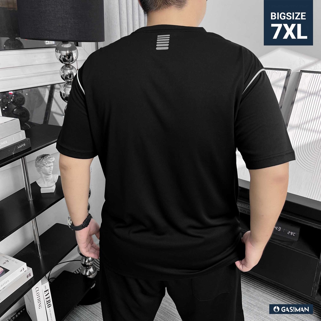 Áo thun Thể thao Big size Phối viền vai Màu Đen