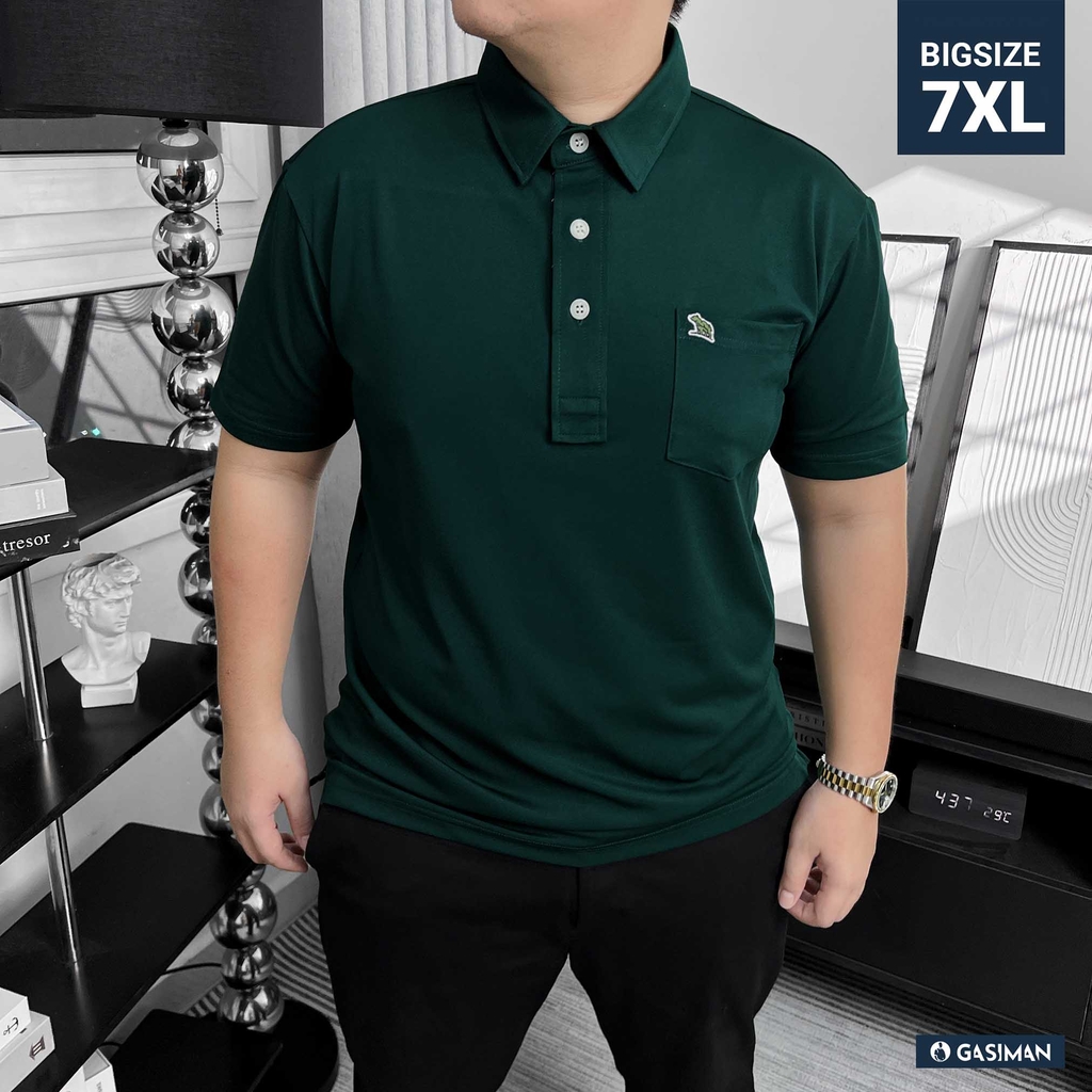 Áo Polo Big size Classy có Túi màu Xanh rêu