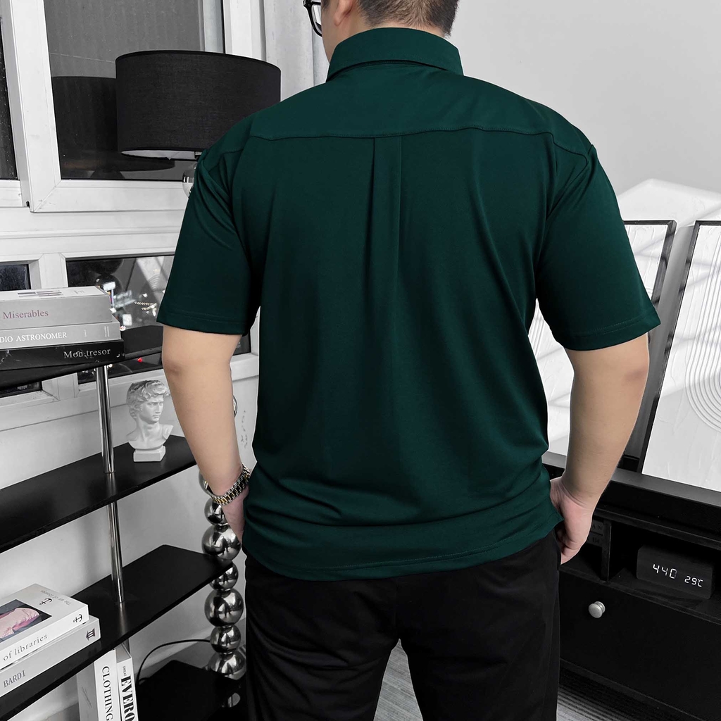 Áo Polo Big size Classy có Túi màu Xanh rêu