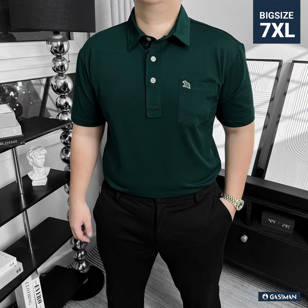 Áo Polo Big size Classy có Túi màu Xanh rêu