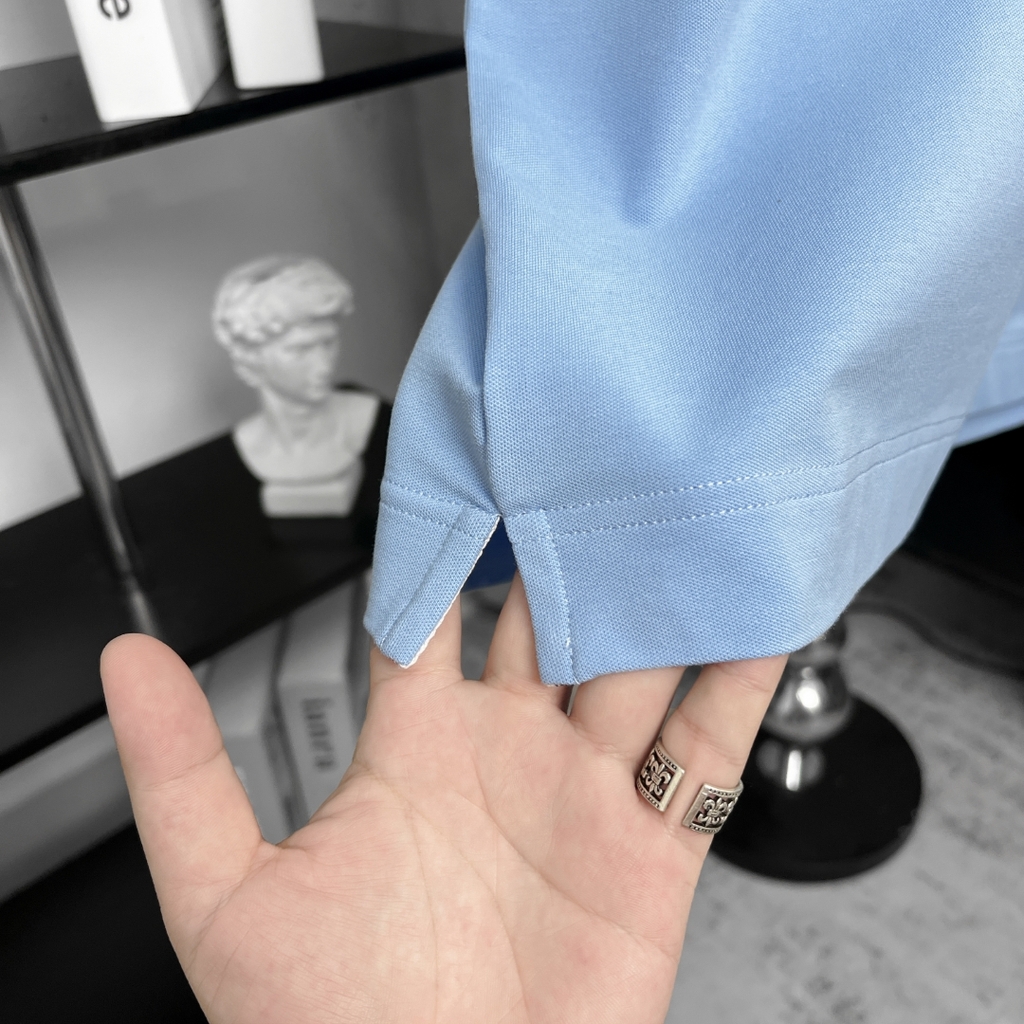 Áo Polo Bigsize Cổ Trụ phối Viền giấu nút Màu Xanh biển