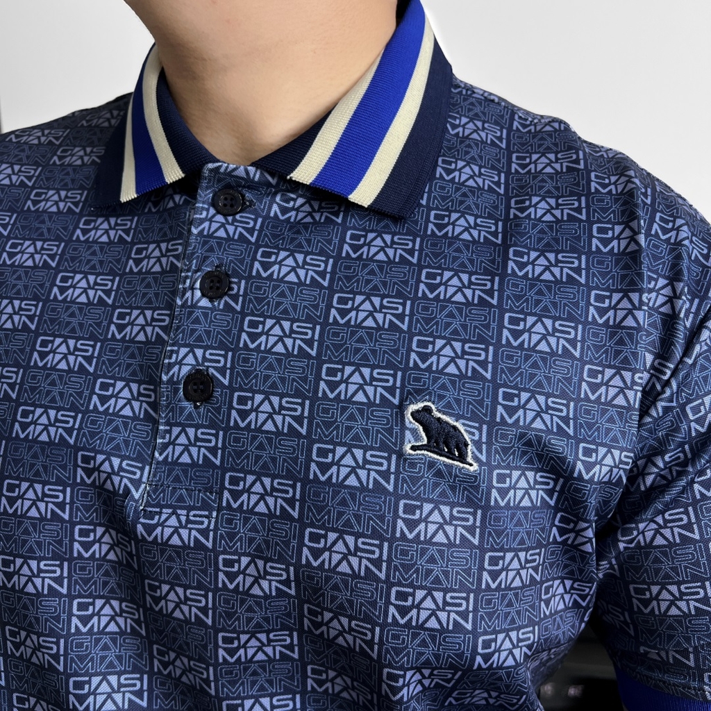 Áo Polo Bigsize Hoạ tiết Monogram GASIMAN Màu Xanh đậm