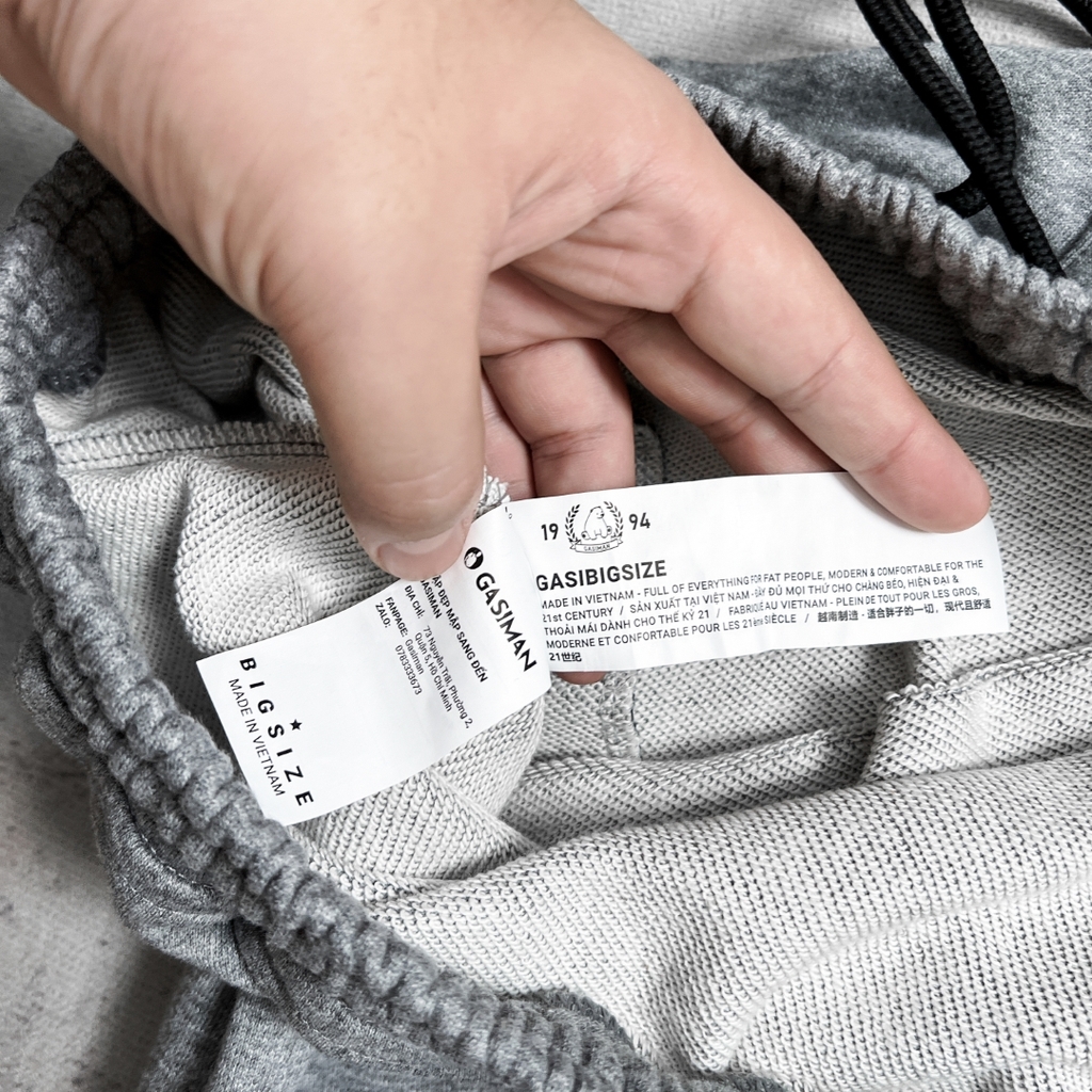 Quần Ngắn thun Bigsize Logo GA Basic Màu Xám trắng