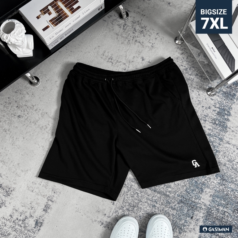 Quần Ngắn thun Bigsize Logo GA Basic Màu Đen