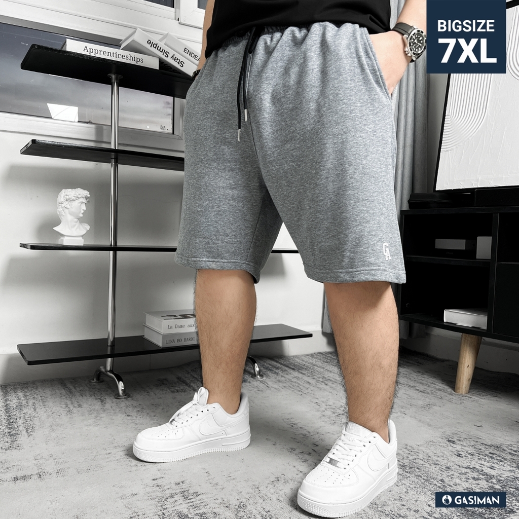 Quần Ngắn thun Bigsize Logo GA Basic Màu Xám trắng