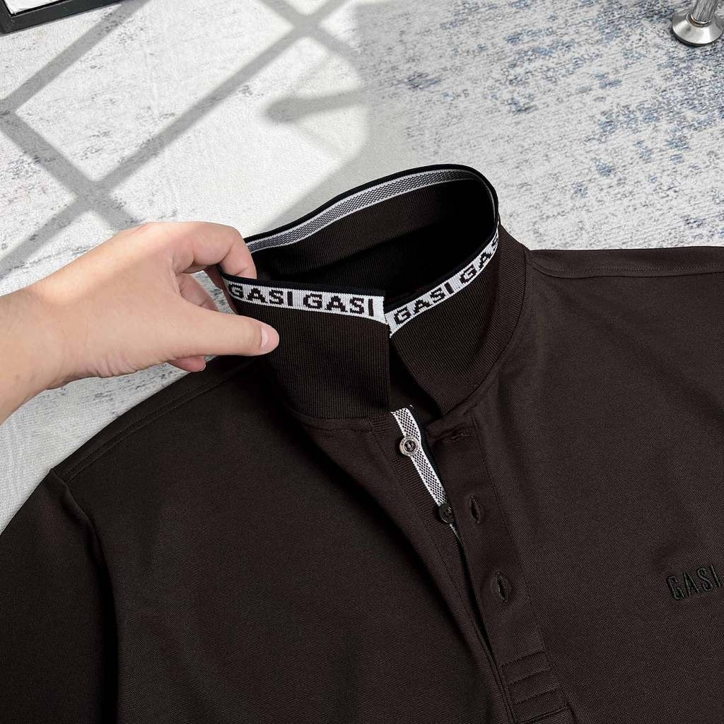 Áo Polo Big size Thêu logo GASI Màu Nâu