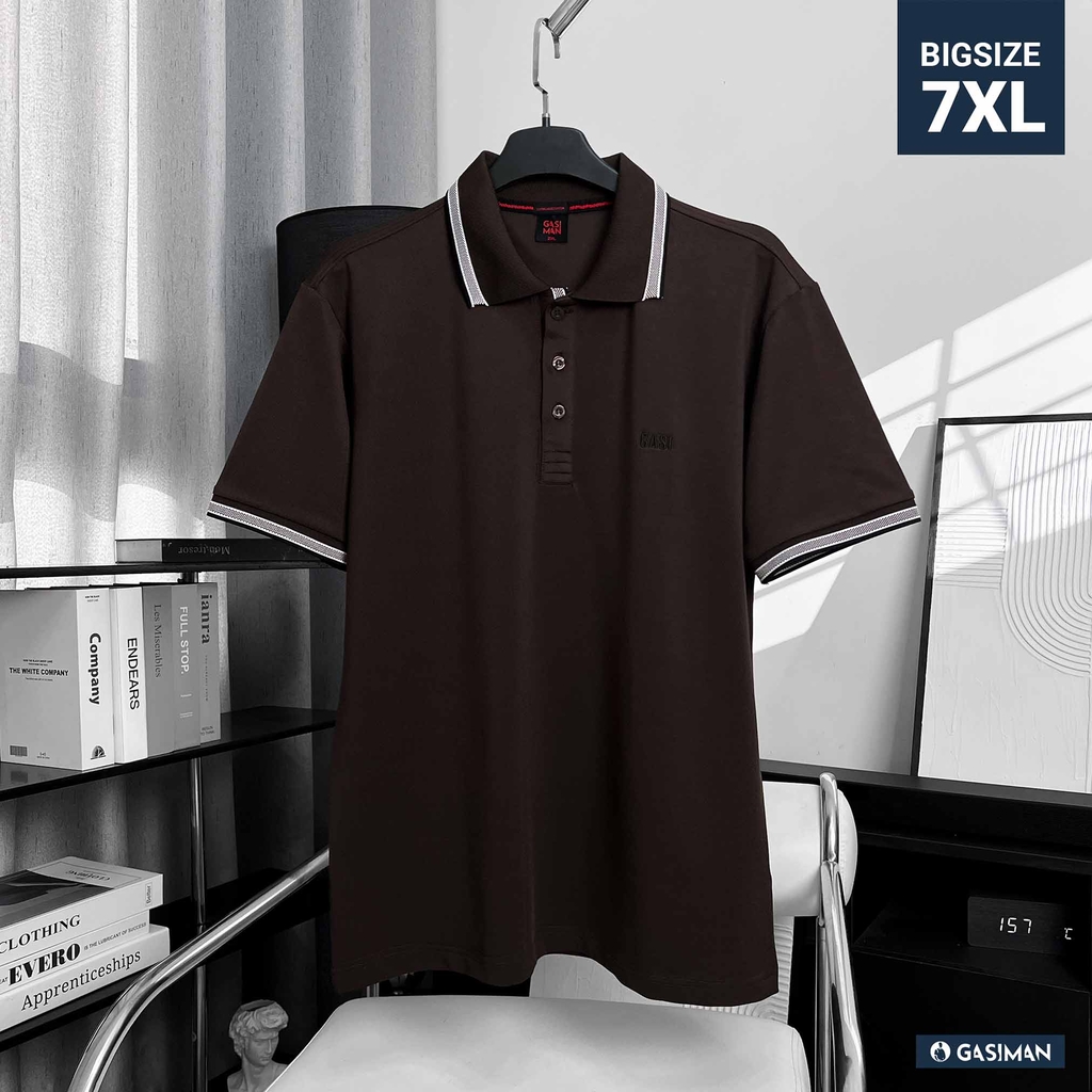 Áo Polo Big size Thêu logo GASI Màu Nâu