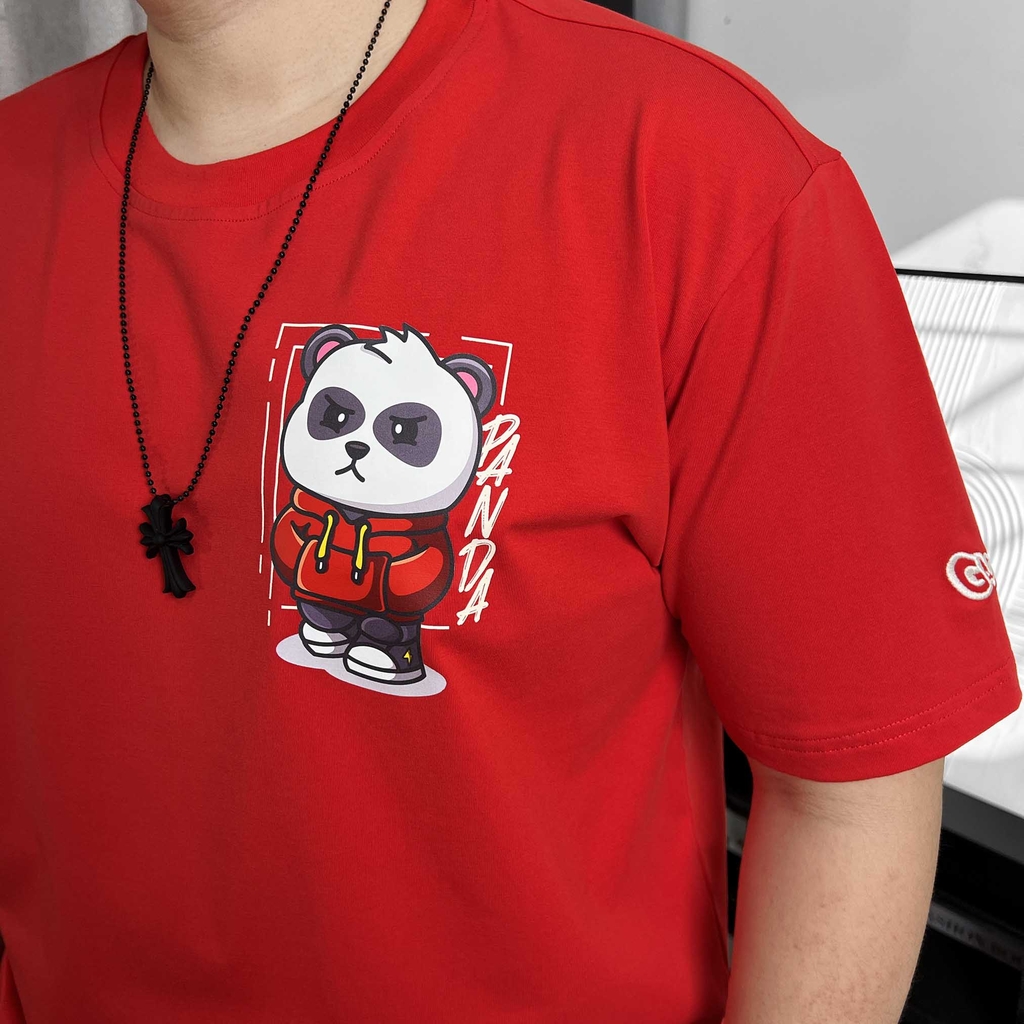 Áo Thun GASI Đỏ In Gấu Panda