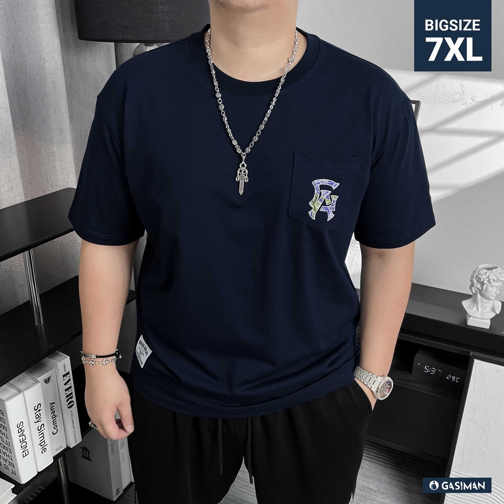 Áo Thun GASI Xanh Đen In Hoa Hồng Xanh