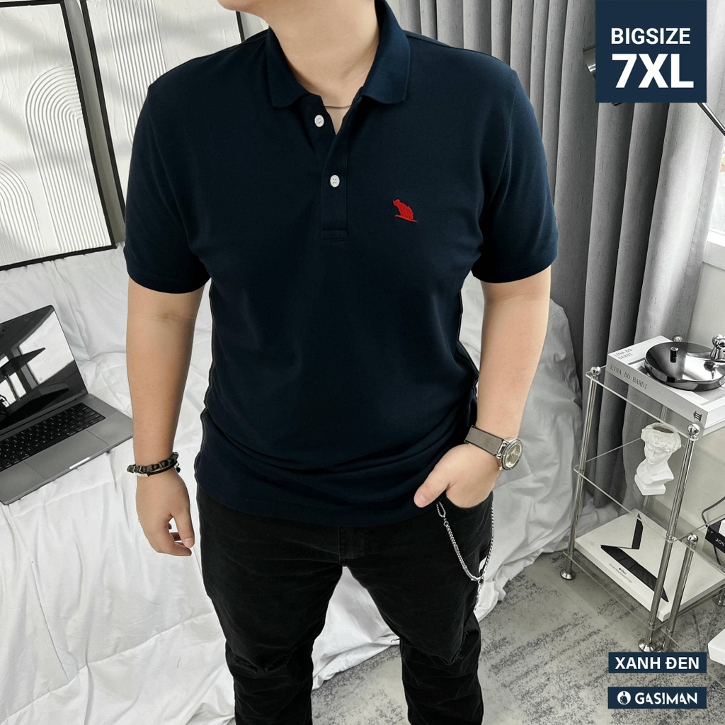 Áo Polo Bigsize Thêu con Gấu Màu Xanh đen