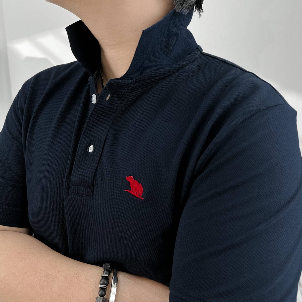 Áo Polo Bigsize Thêu con Gấu Màu Xanh đen