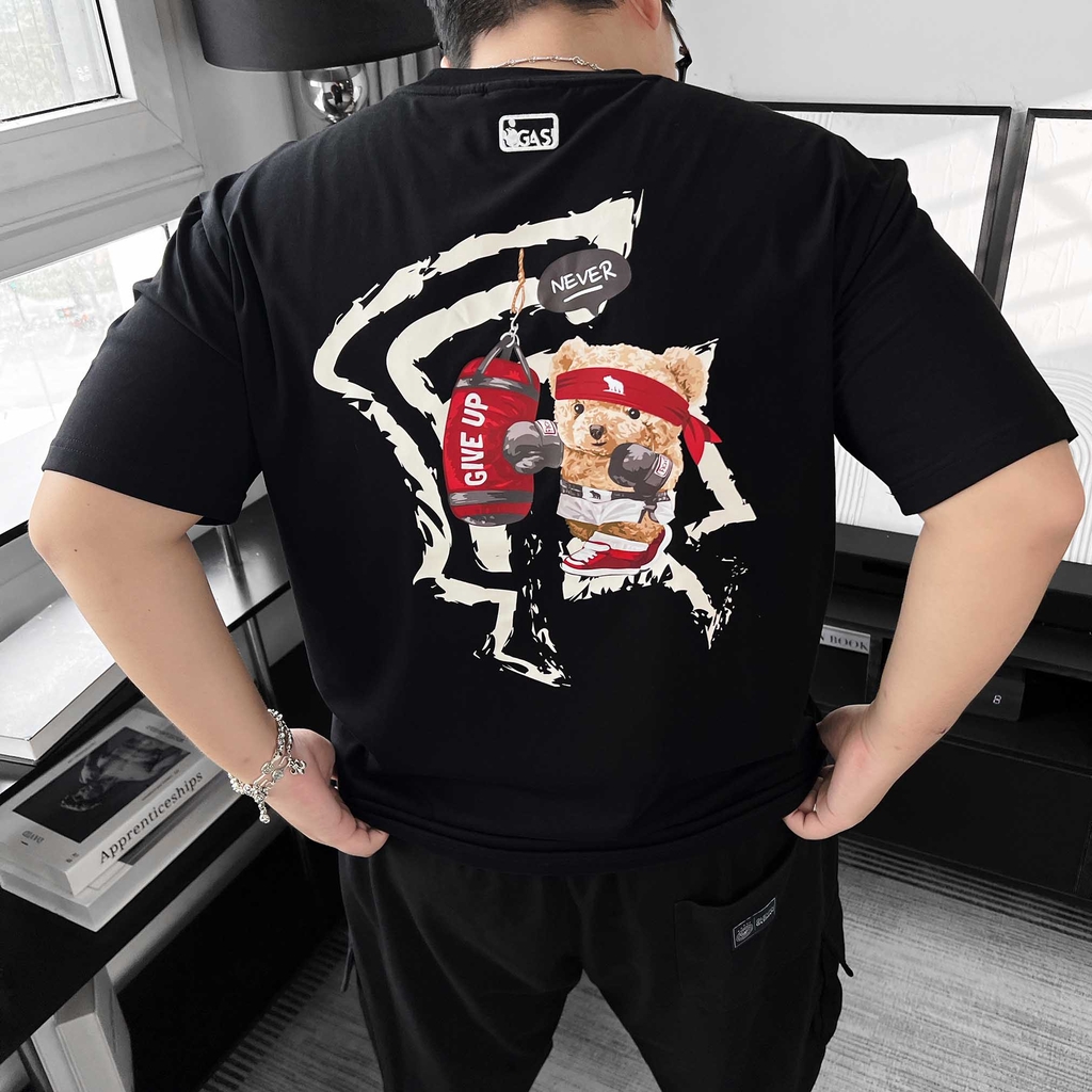 Áo thun Big size in Gấu Boxing màu Đen