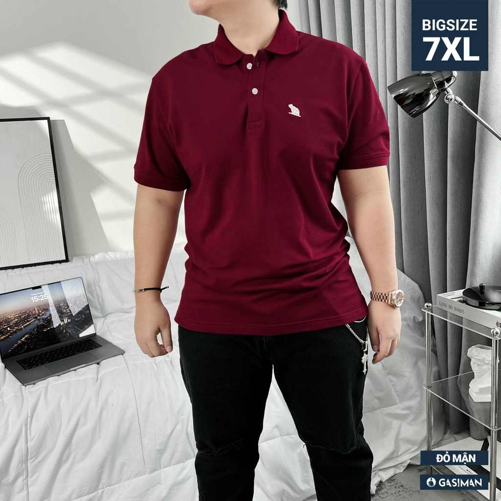Áo Polo Bigsize Thêu con Gấu Màu Đỏ đô