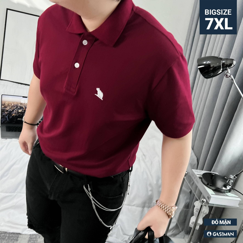 Áo Polo Bigsize Thêu con Gấu Màu Đỏ đô
