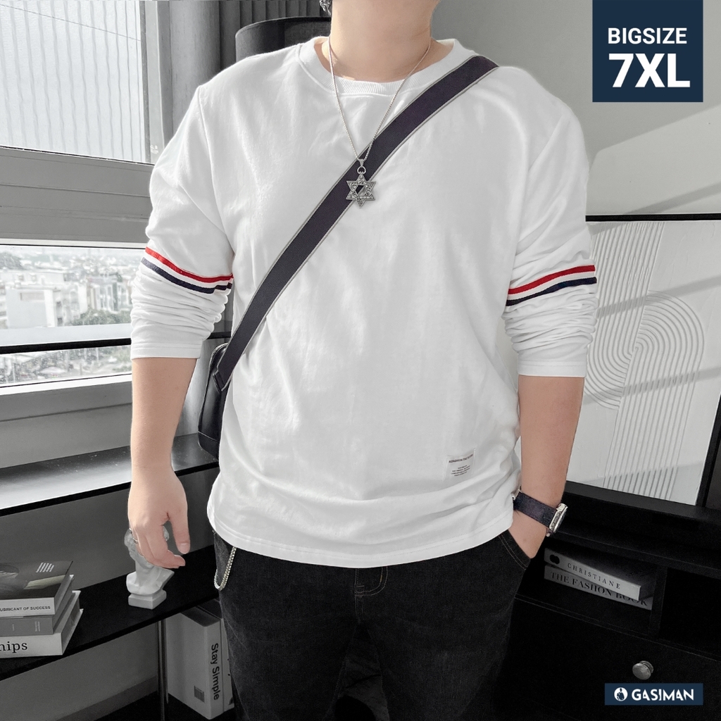 Áo Thun Tay dài Bigsize Phối tay Màu Trắng