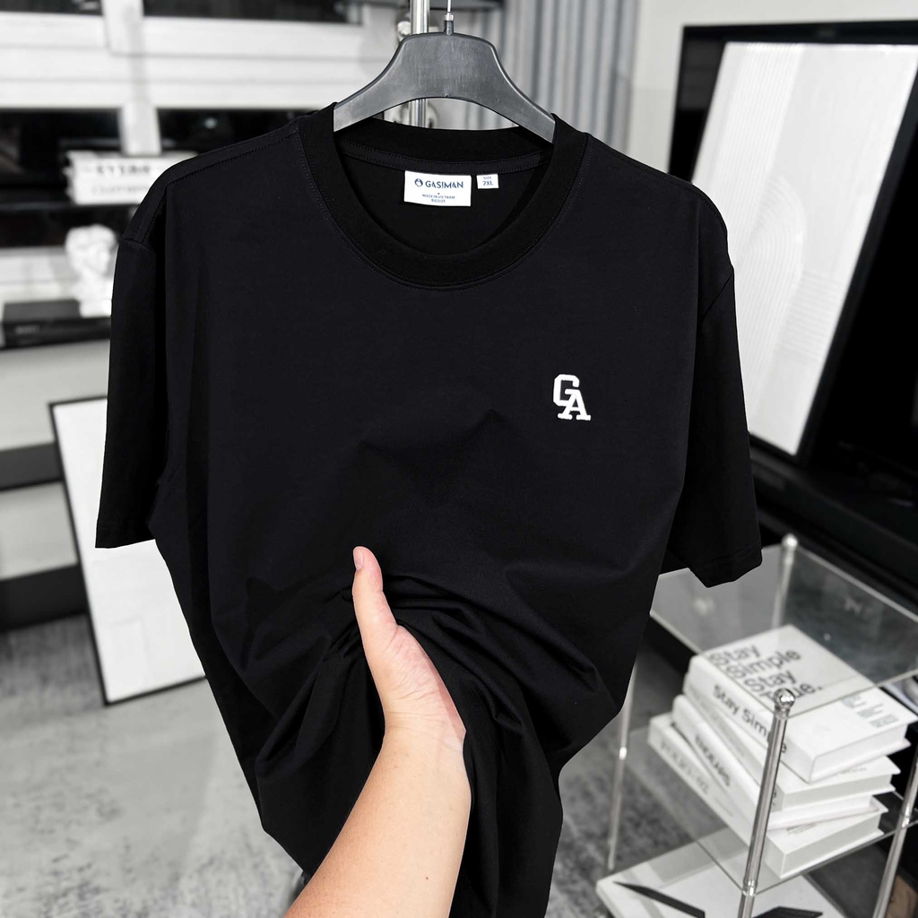 Áo thun Bigsize Thêu logo GA Xẻ tà Màu Đen