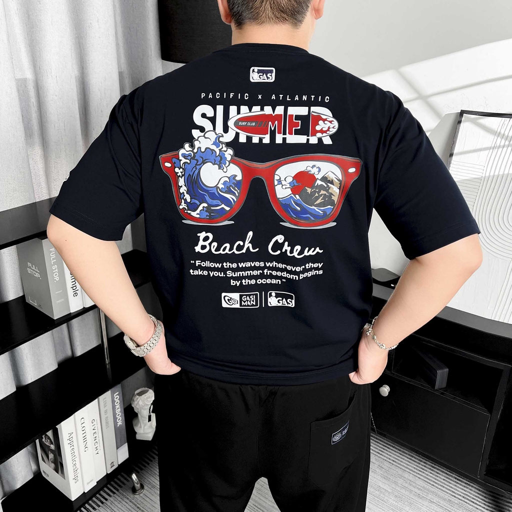 Áo thun Gasi Xanh đen Kính đỏ