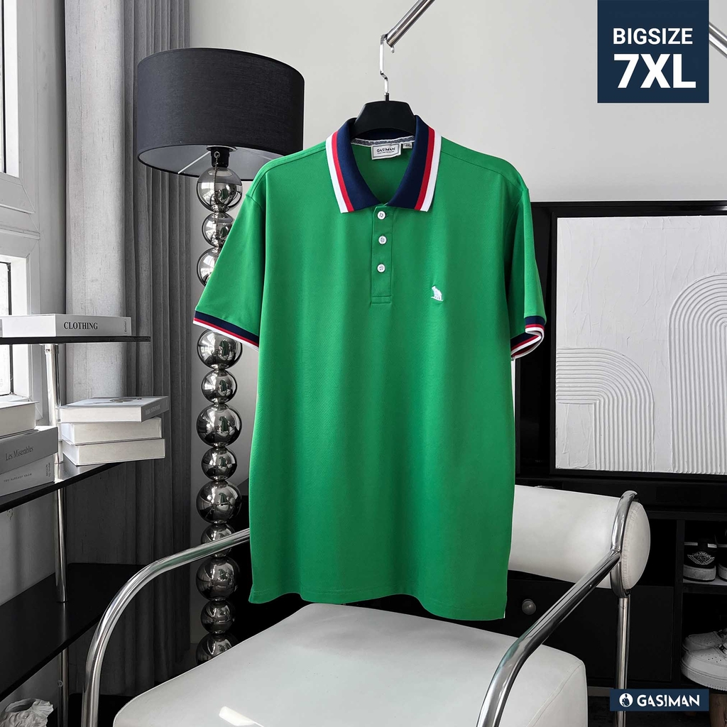 Áo Polo Bigsize Màu Xanh Lá Thêu Gấu Phối cổ 3 màu