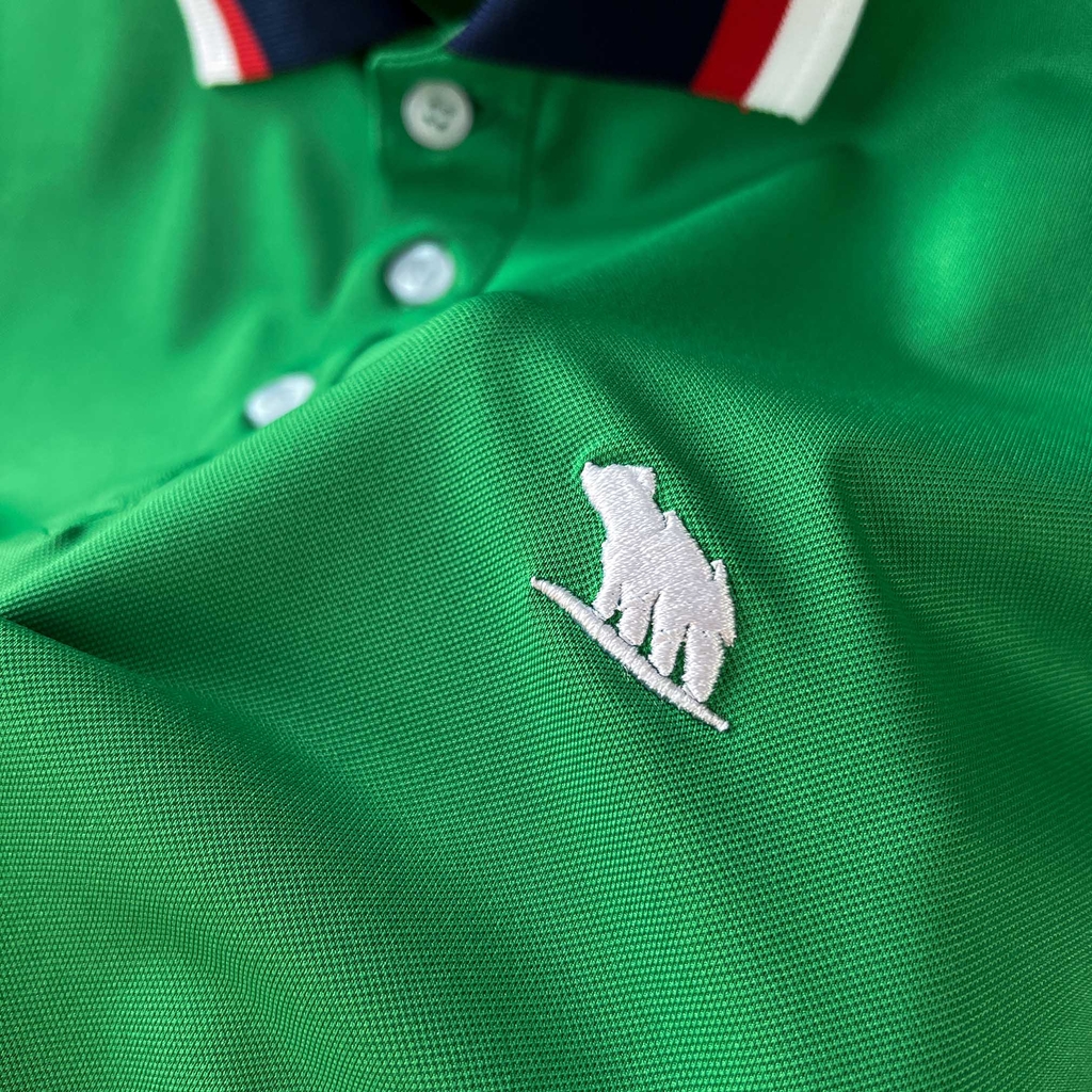 Áo Polo Bigsize Màu Xanh Lá Thêu Gấu Phối cổ 3 màu