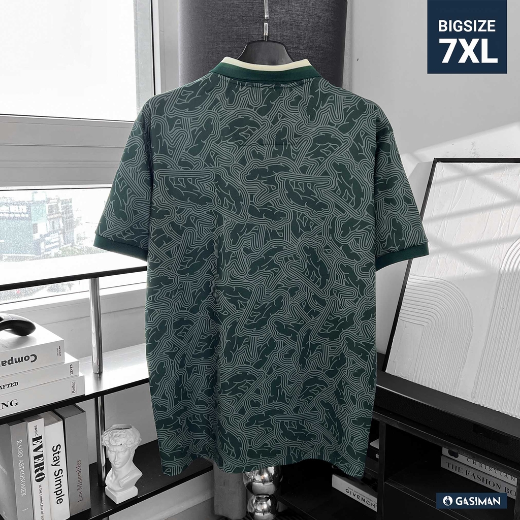 Áo Polo Big size họa tiết Gấu Phối Bo màu Xanh rêu