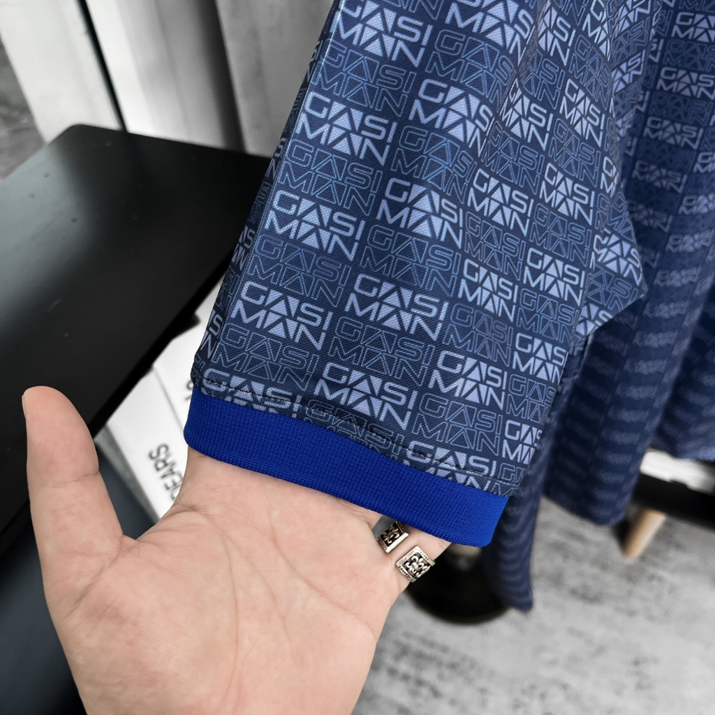 Áo Polo Bigsize Hoạ tiết Monogram GASIMAN Màu Xanh đậm