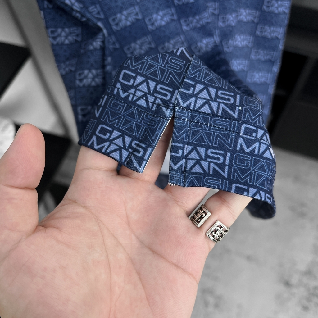 Áo Polo Bigsize Hoạ tiết Monogram GASIMAN Màu Xanh đậm