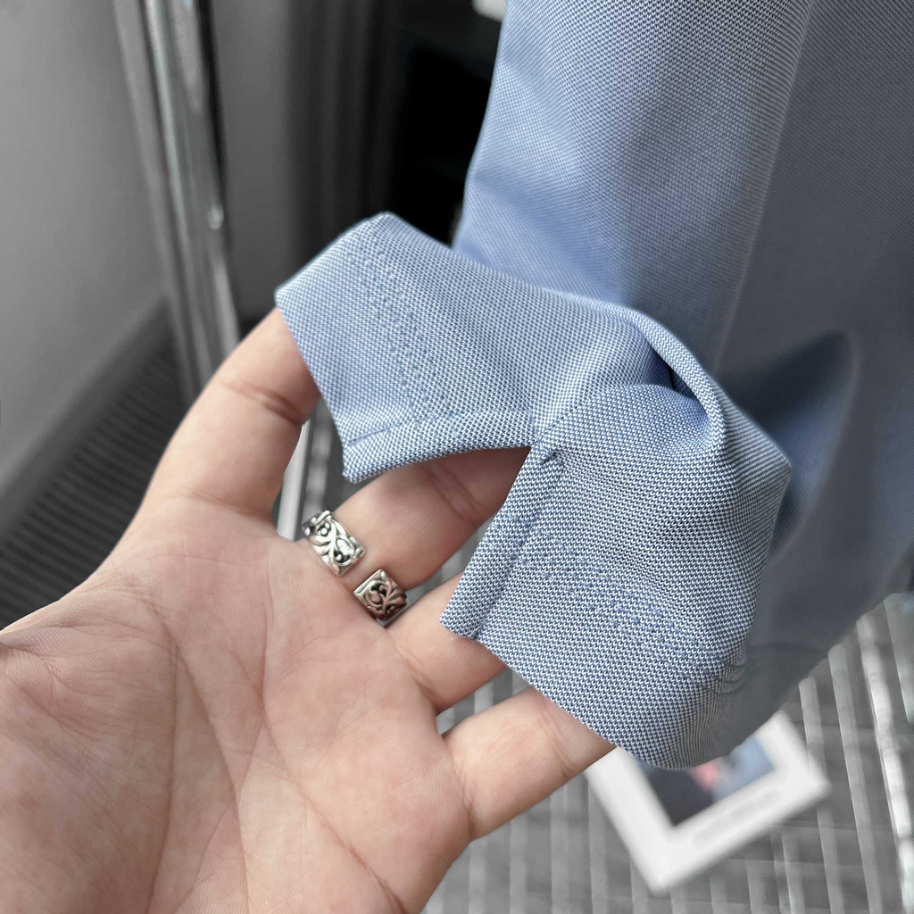 Áo Sơ mi Big size Flex Co giãn 4 chiều màu Xanh jean