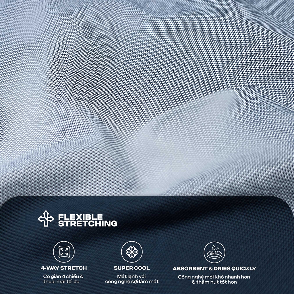Áo Sơ mi Big size Flex Co giãn 4 chiều màu Xanh jean