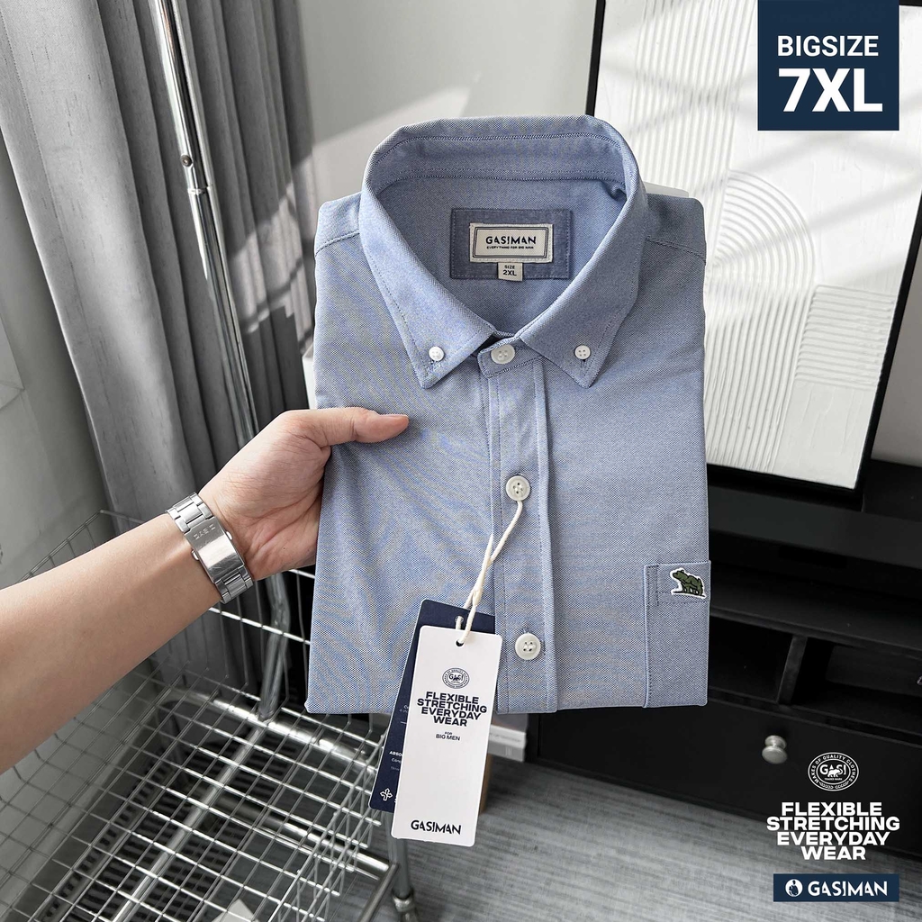 Áo Sơ mi Big size Flex Co giãn 4 chiều màu Xanh jean