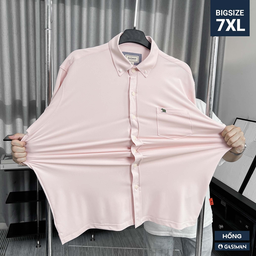 Áo Sơ Mi Bigsize Nano Co Giãn 4 Chiều Màu Hồng