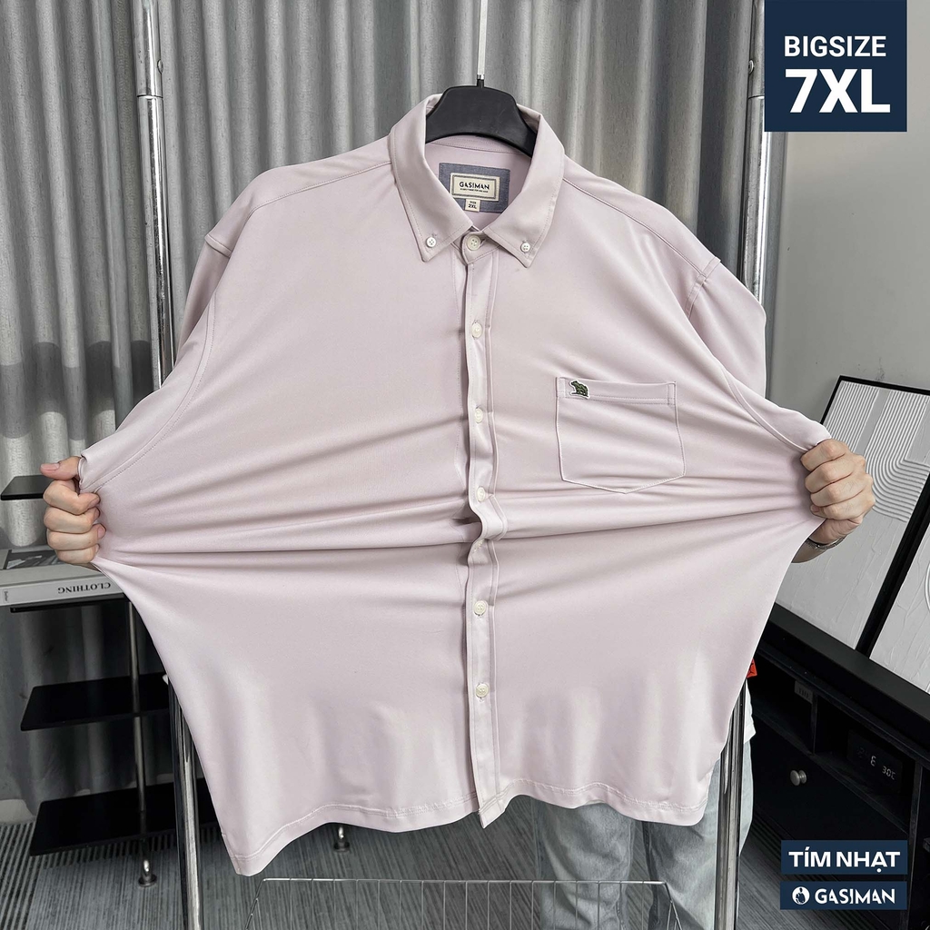 Áo Sơ mi Bigsize Nano Co giãn 4 chiều màu Tím nhạt