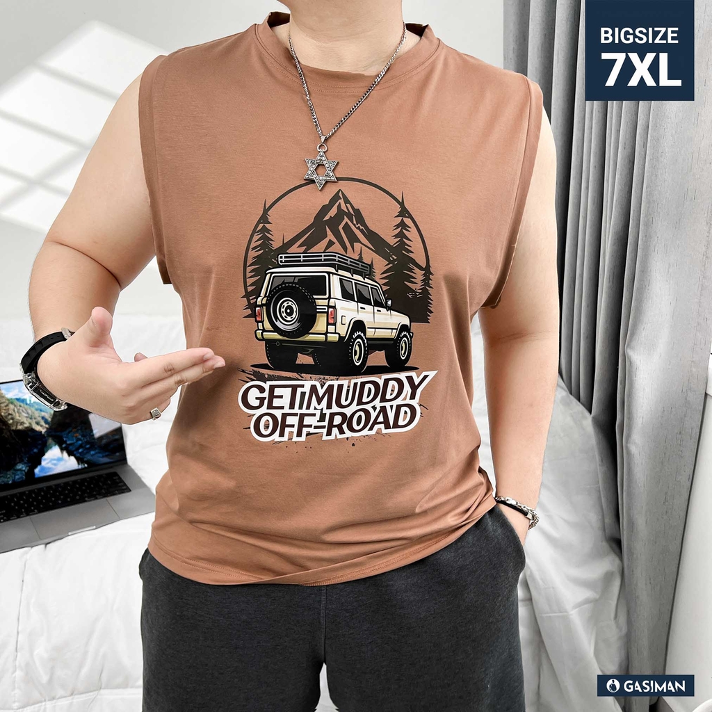Áo Ba Lỗ Big size In hình Xe Màu Cam đất