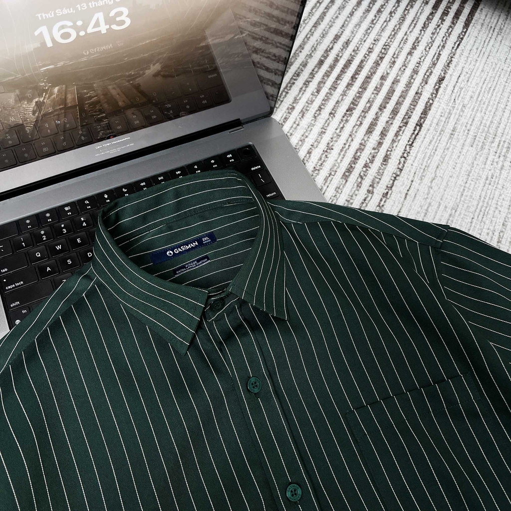 Áo Sơ Mi Bigsize Oxford Kẻ Sọc Xanh Rêu