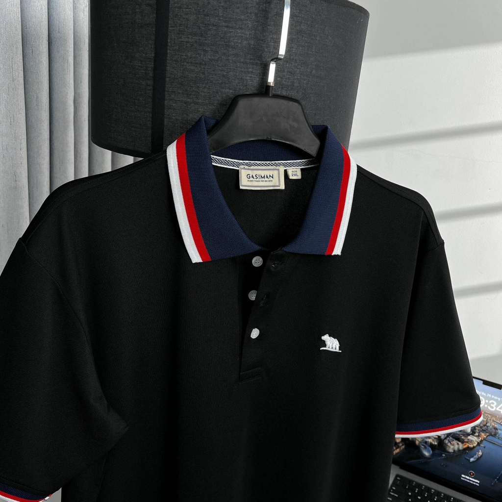 Áo Polo Bigsize Màu Đen Thêu Gấu Phối cổ 3 màu