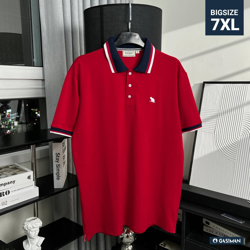 Áo Polo Bigsize Màu Đỏ Thêu Gấu Phối cổ 3 màu