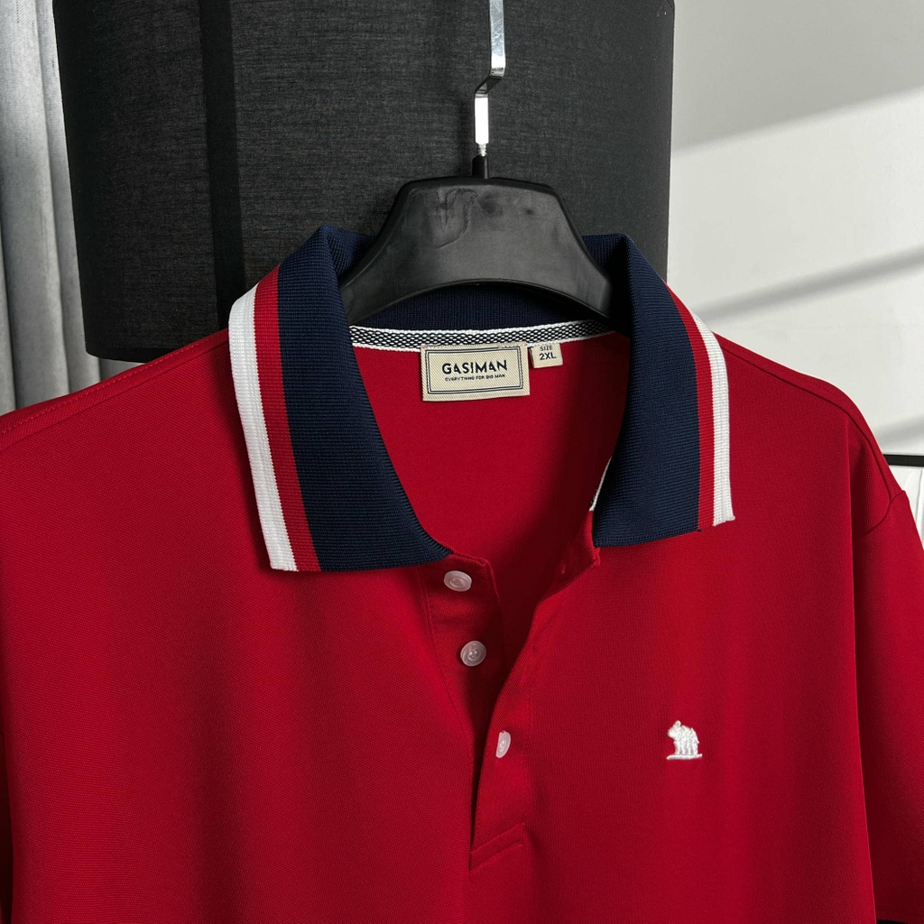 Áo Polo Bigsize Màu Đỏ Thêu Gấu Phối cổ 3 màu