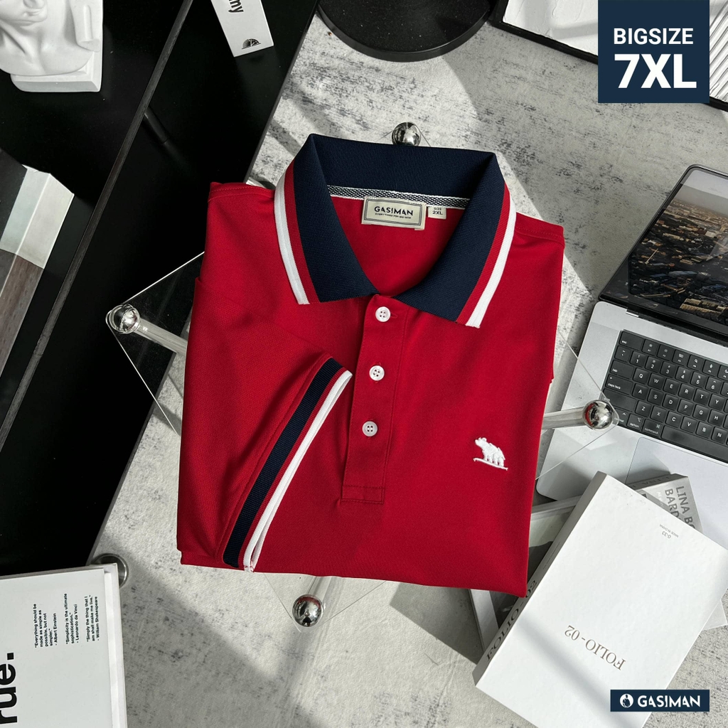 Áo Polo Bigsize Màu Đỏ Thêu Gấu Phối cổ 3 màu