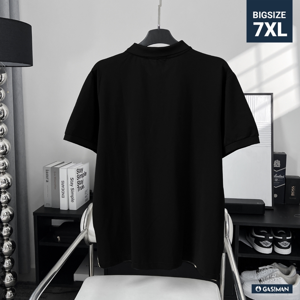 Áo Polo Bigsize Phối sọc Kem - xanh dương - Đen