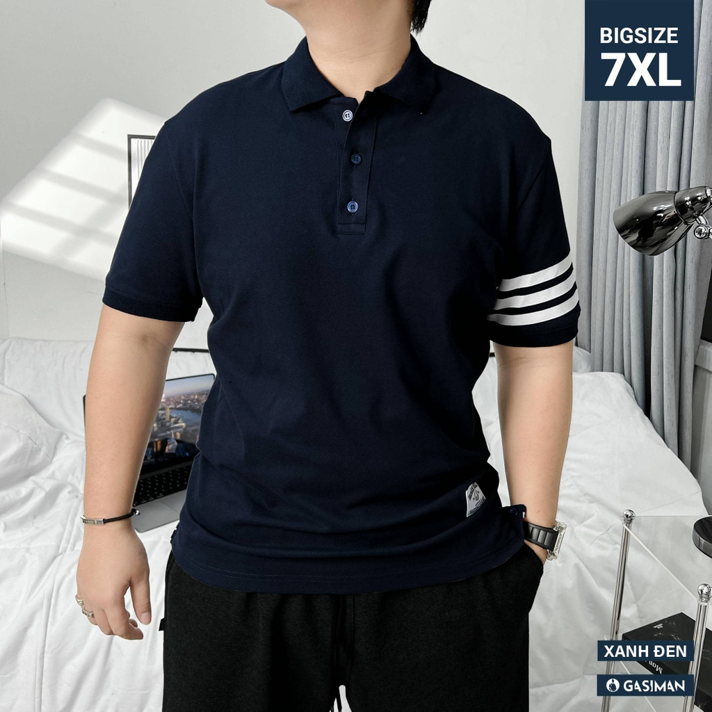 Áo Polo Bigsize 3 Sọc ngay tay Màu Xanh đen