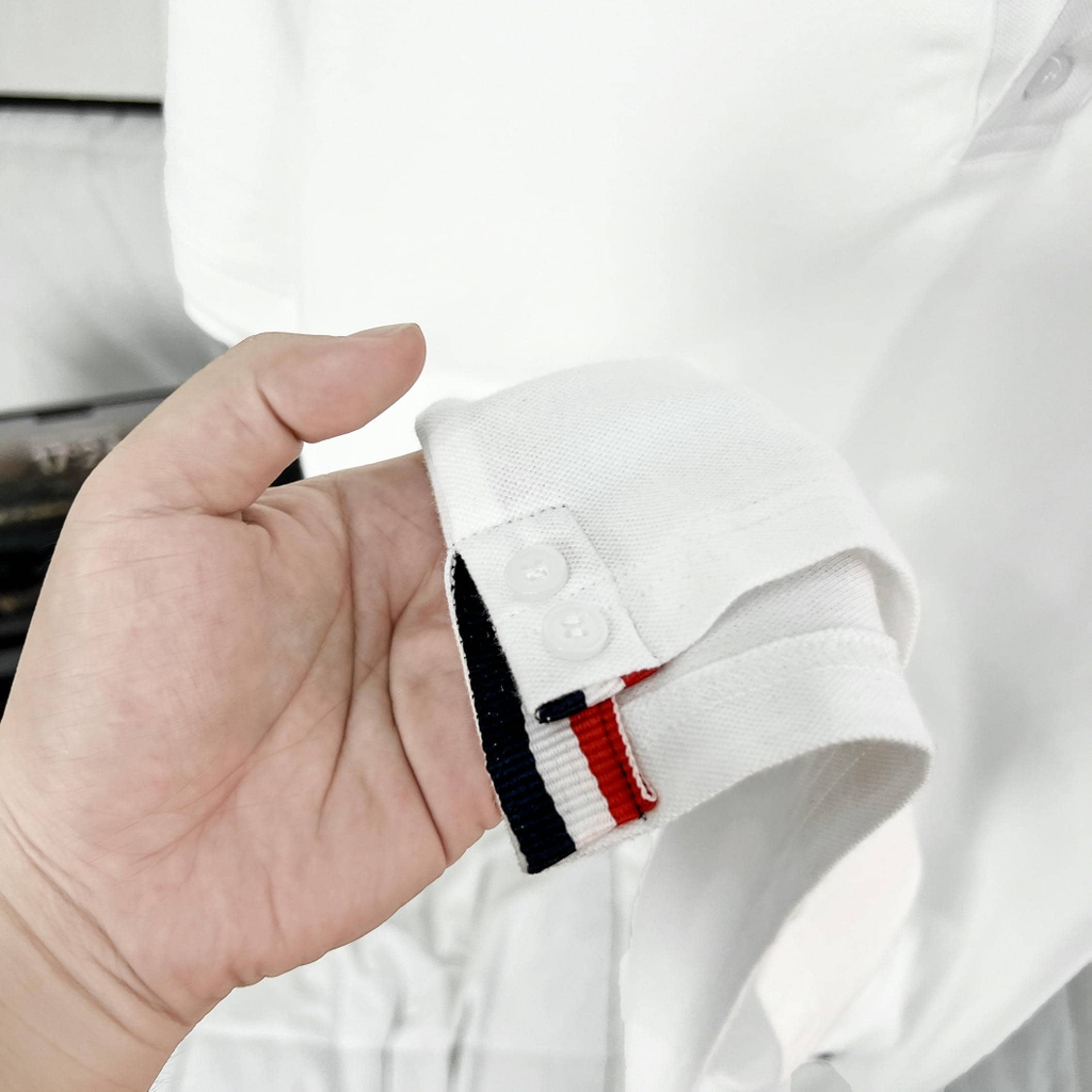 Áo Polo Bigsize 3 Sọc ngay tay Màu Trắng