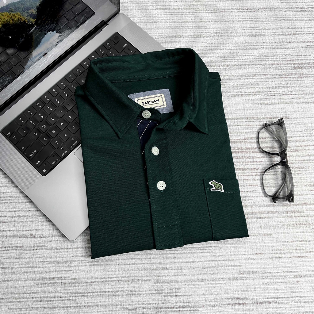 Áo Polo Big size Classy có Túi màu Xanh rêu