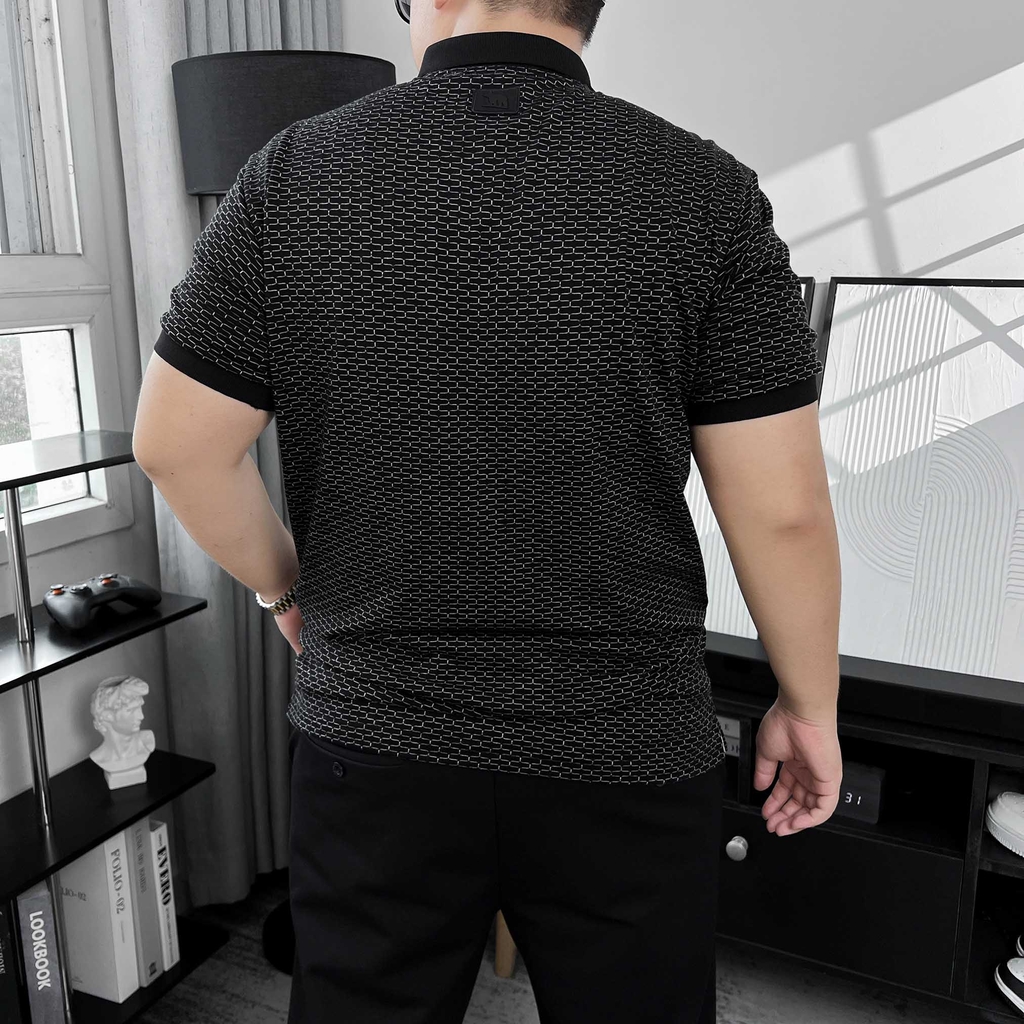 Polo Bigsize vải dệt Brick Màu Đen