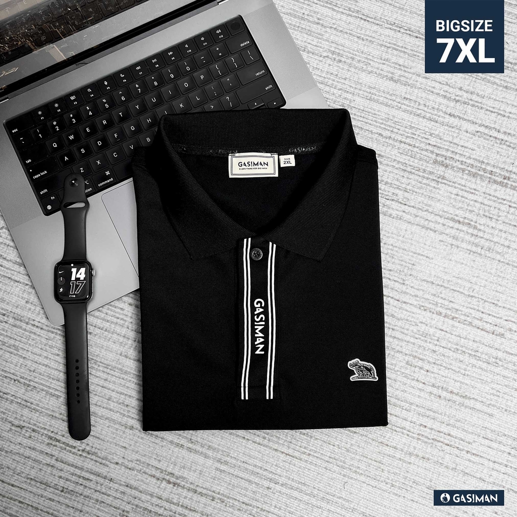 Polo Big Size Đen phối Trụ ẩn in Gasiman