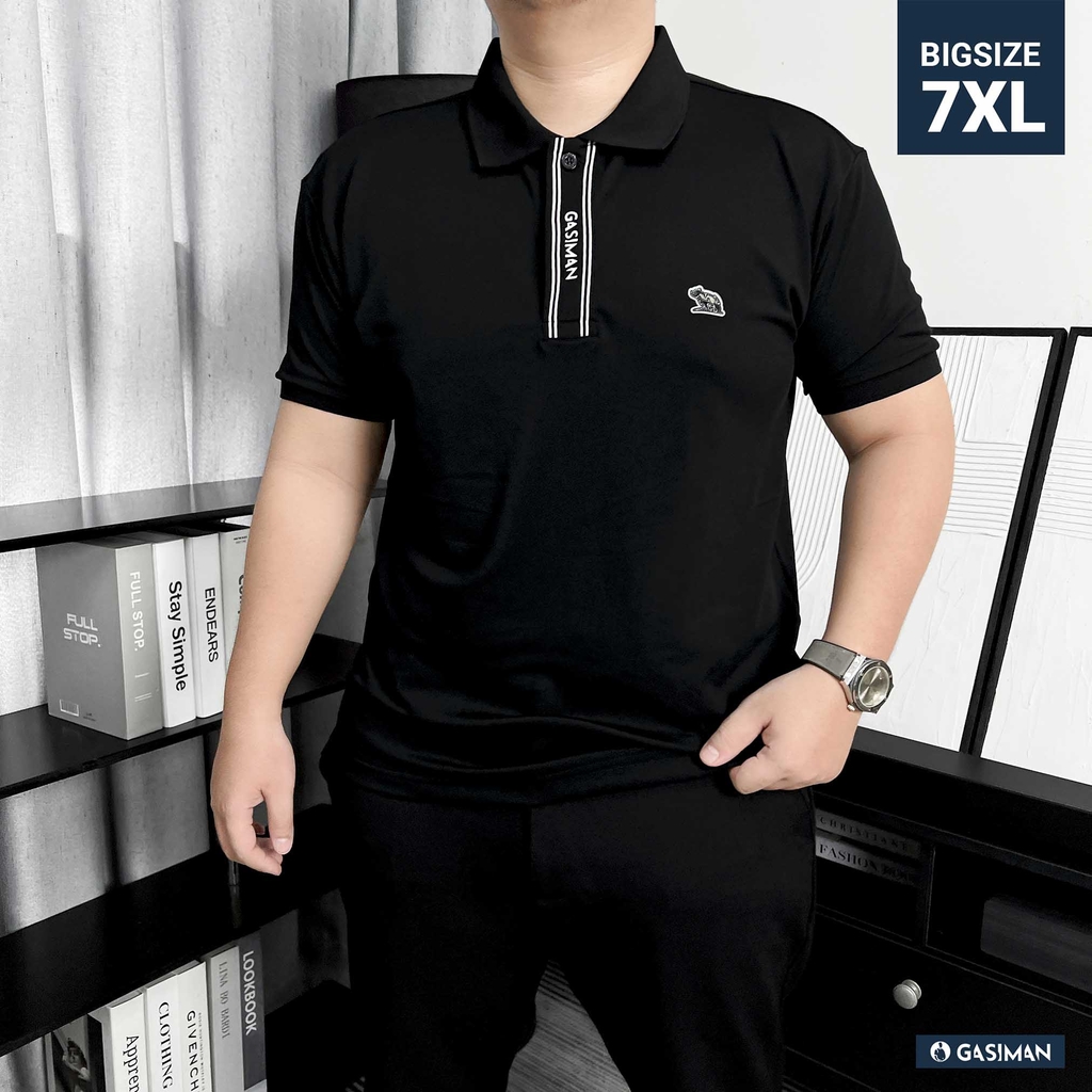 Polo Big Size Đen phối Trụ ẩn in Gasiman