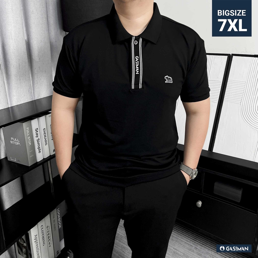 Polo Big Size Đen phối Trụ ẩn in Gasiman