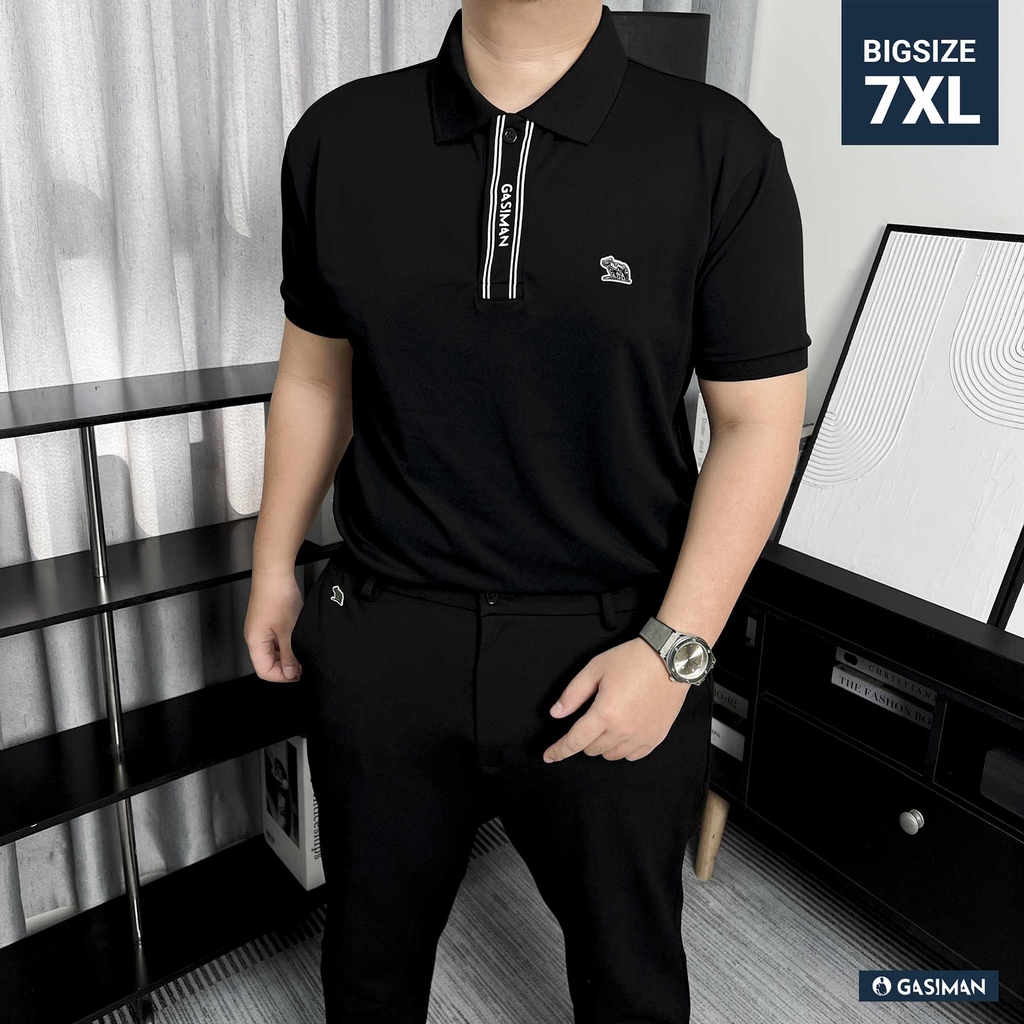 Polo Big Size Đen phối Trụ ẩn in Gasiman