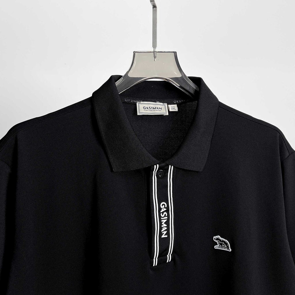Polo Big Size Đen phối Trụ ẩn in Gasiman